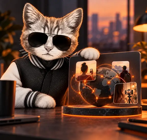 Illustrated cat mascot